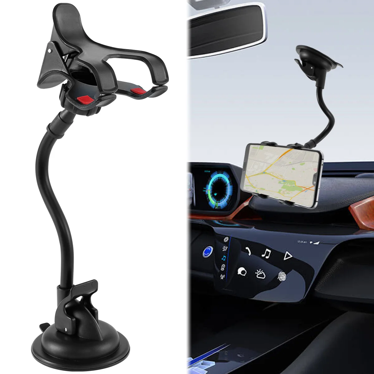 Car Phone Holder Long Arm Gooseneck Windscreen Phone Holder Universal 360° Car Phone Bracket w/ Suction Cup Car Cradle for 4-7
Car Phone Holder Long Arm Gooseneck Windscreen Phone Holder Universal 360° Car Phone Bracket w/ Suction Cup Car Cradle for 4-7