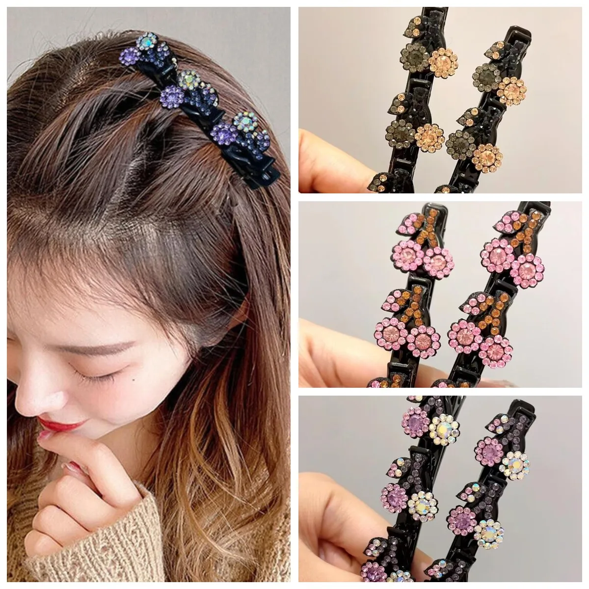 New 1pc Crystal Flower Hair Clip Korean Gemstone Floral Barrettes Hair Accessories Braided ChicHair Clip Hair Styling Supplies
New 1pc Crystal Flower Hair Clip Korean Gemstone Floral Barrettes Hair Accessories Braided ChicHair Clip Hair Styling Supplies