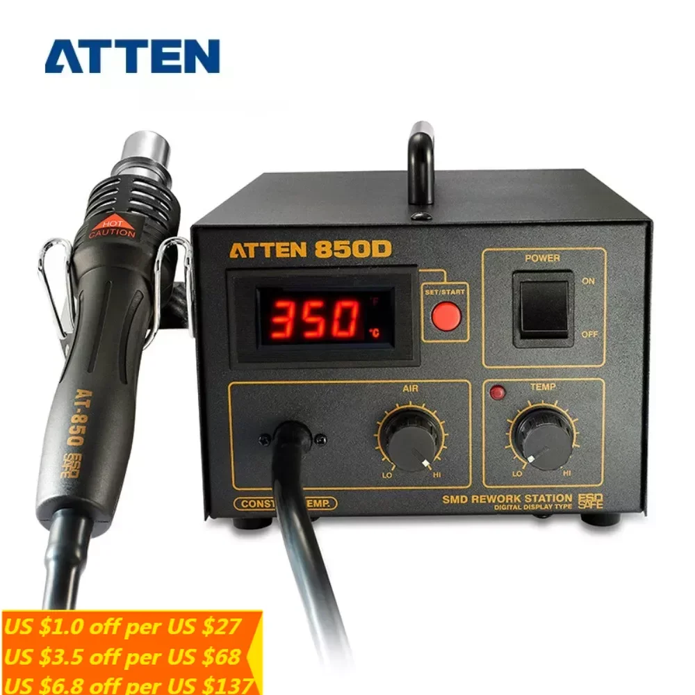 ATTEN AT850D hot air dismantling table with dormant function 550W number showing hot air gun welding table hot air gun
ATTEN AT850D hot air dismantling table with dormant function 550W number showing hot air gun welding table hot air gun