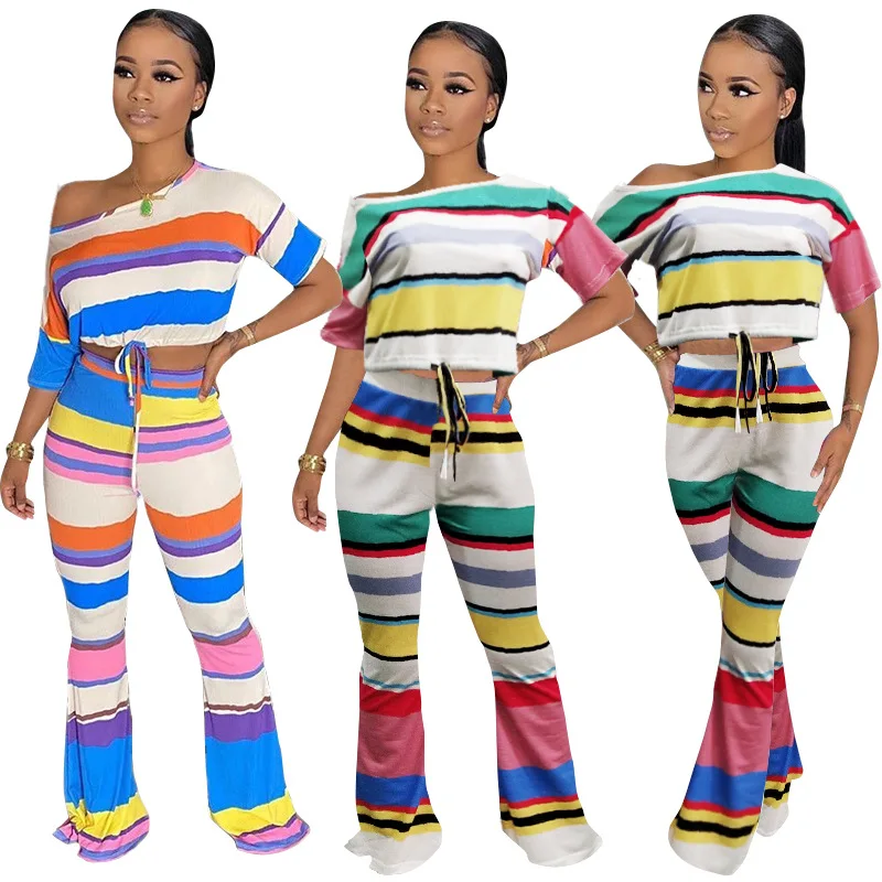 Y8541 European and American new women's color matching printing short navel T-shirt slim straight pants suit
Y8541 European and American new women's color matching printing short navel T-shirt slim straight pants suit