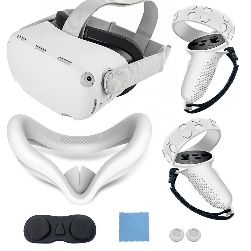 Набор защитных чехлов для Oculus Quest 2, силиконовый сенсорный контроллер виртуальной реальности с ремешком, аксессуары для Oculus вопросы 2
Набор защитных чехлов для Oculus Quest 2, силиконовый сенсорный контроллер виртуальной реальности с ремешком, аксессуары для Oculus вопросы 2