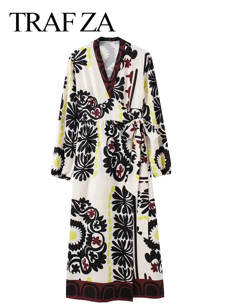 TRAF ZA Trend Dress Long Sleeve Print Retro Fashion Asymmetric Cardigan Belt Bow V-Neck Chic Dress Women + Series Loose Pants
TRAF ZA Trend Dress Long Sleeve Print Retro Fashion Asymmetric Cardigan Belt Bow V-Neck Chic Dress Women + Series Loose Pants