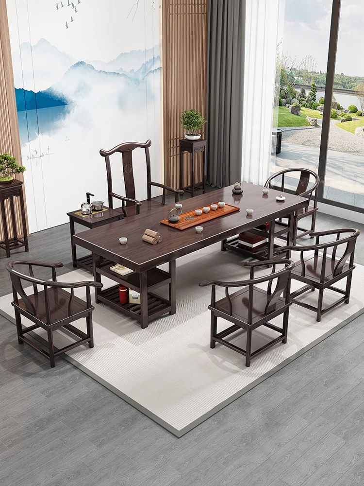 Solid wood large board tea table and chair combination office kung fu tea table and tea set integrated new Chinese style
Solid wood large board tea table and chair combination office kung fu tea table and tea set integrated new Chinese style