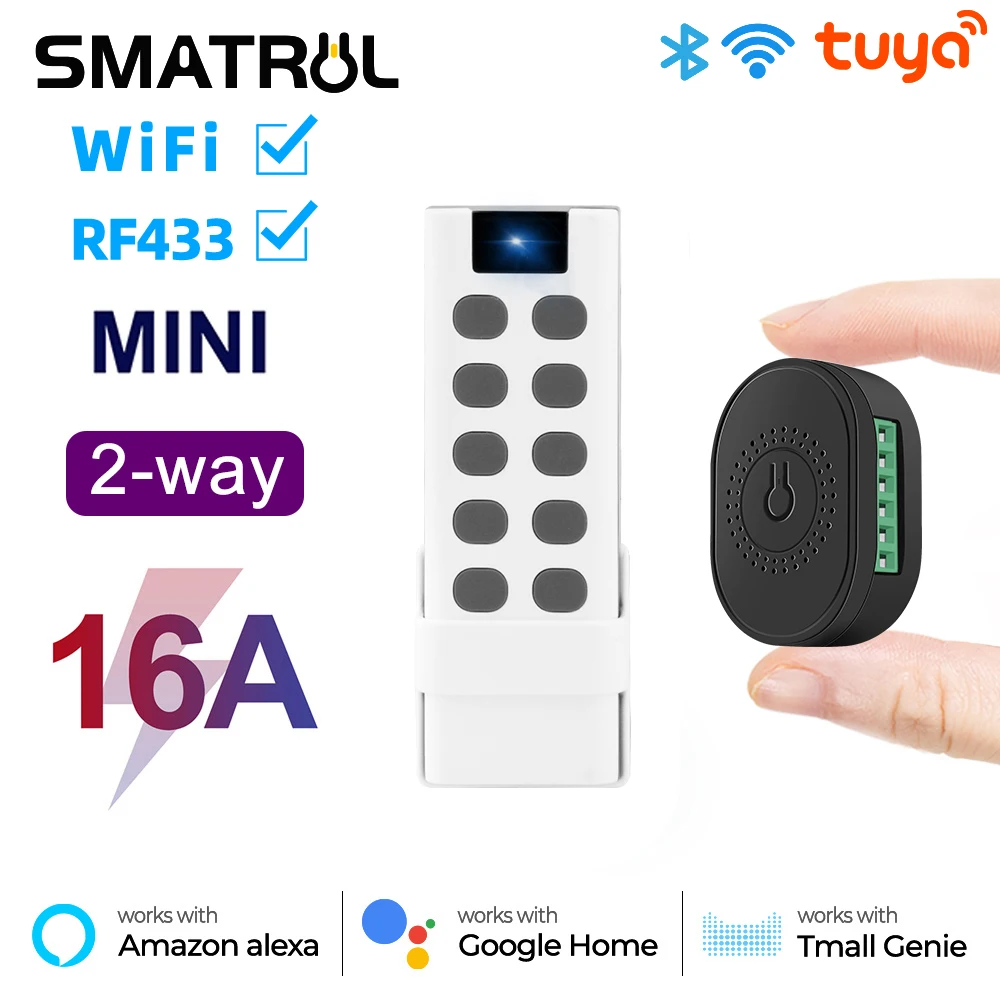 SMATRUL Tuya WiFi RF433 Smart Switch Light Wireless Remote Control 2 Way On Off Module Breaker 110V 220V For Google Home Alexa
SMATRUL Tuya WiFi RF433 Smart Switch Light Wireless Remote Control 2 Way On Off Module Breaker 110V 220V For Google Home Alexa