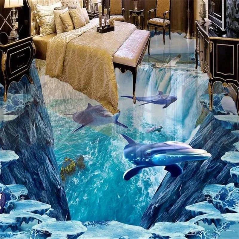 3D напольные обои на заказ фотообои для стен водонепроницаемые из ПВХ снежной