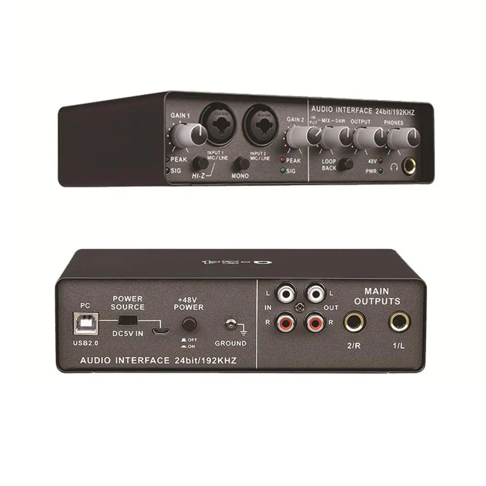 

Professional Audio Interface Sound Card with Monitoring Electric Guitar Live Recording Audio Extractor For Studio Singing Q24