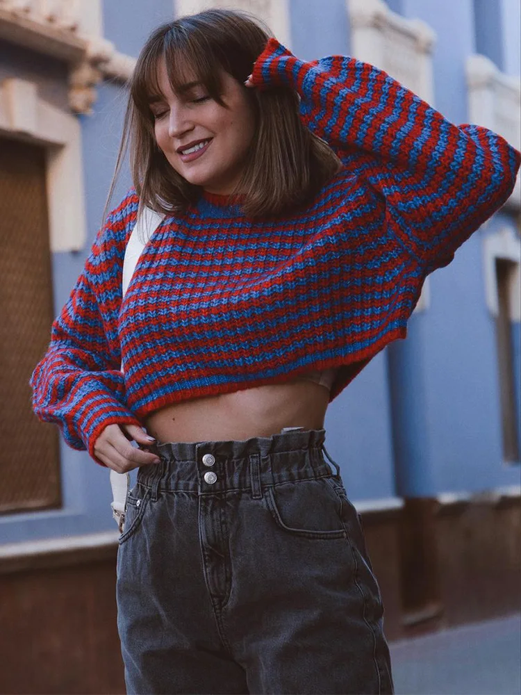 Street Style Cropped Sweaters 2021 Women Clothes Crew Neck Long Sleeve Loose Sweater Jumper Fall Winter Striped Knitted Pullover
Street Style Cropped Sweaters 2021 Women Clothes Crew Neck Long Sleeve Loose Sweater Jumper Fall Winter Striped Knitted Pullover