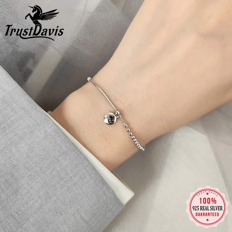 TrustDavis 100% 925 пробы серебряный браслет счастливая фотография подарок для девочек