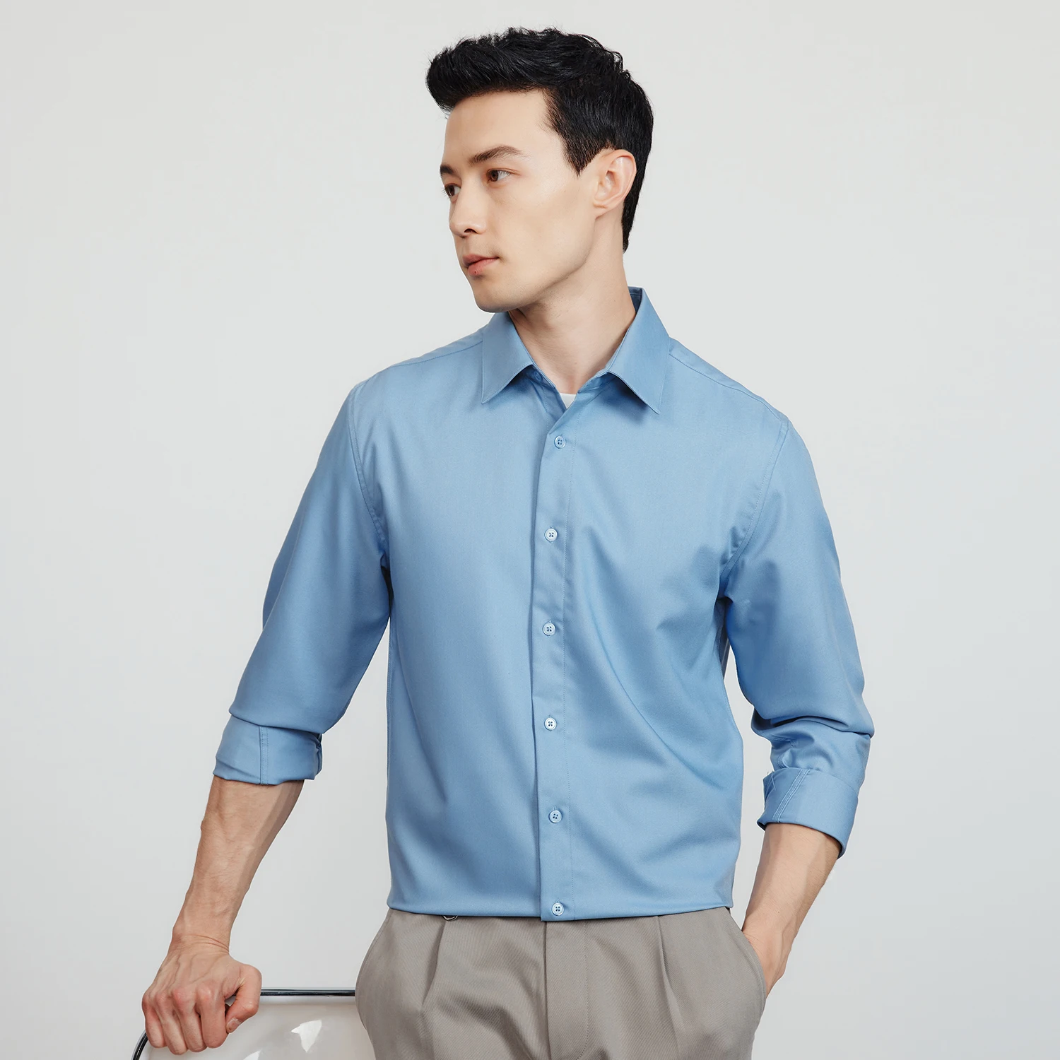 KUEGOU 2022 Autumn New Men's Solid Color Shirts Long Sleeve Quality Smooth Wrinkle-resistant Stretch Fabric Top Plus Size 5166
KUEGOU 2022 Autumn New Men's Solid Color Shirts Long Sleeve Quality Smooth Wrinkle-resistant Stretch Fabric Top Plus Size 5166
