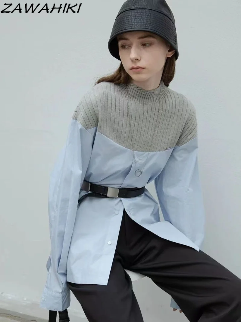 France Elegant Women Pullover Shirt Sweater Patchwork Blouser Vintage Tops Fashion Female Shirts Knitwear Blusas De Mujer
France Elegant Women Pullover Shirt Sweater Patchwork Blouser Vintage Tops Fashion Female Shirts Knitwear Blusas De Mujer