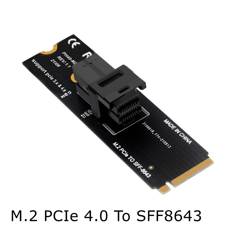 

M.2 NGFF 2280 M-Key PCIe X4 To SFF8639 Riser Expansion Card Adapter M.2 NVMe PCI-E 4.0 To SFF-8643 U.2 SSD Adapter Card 64GT/s