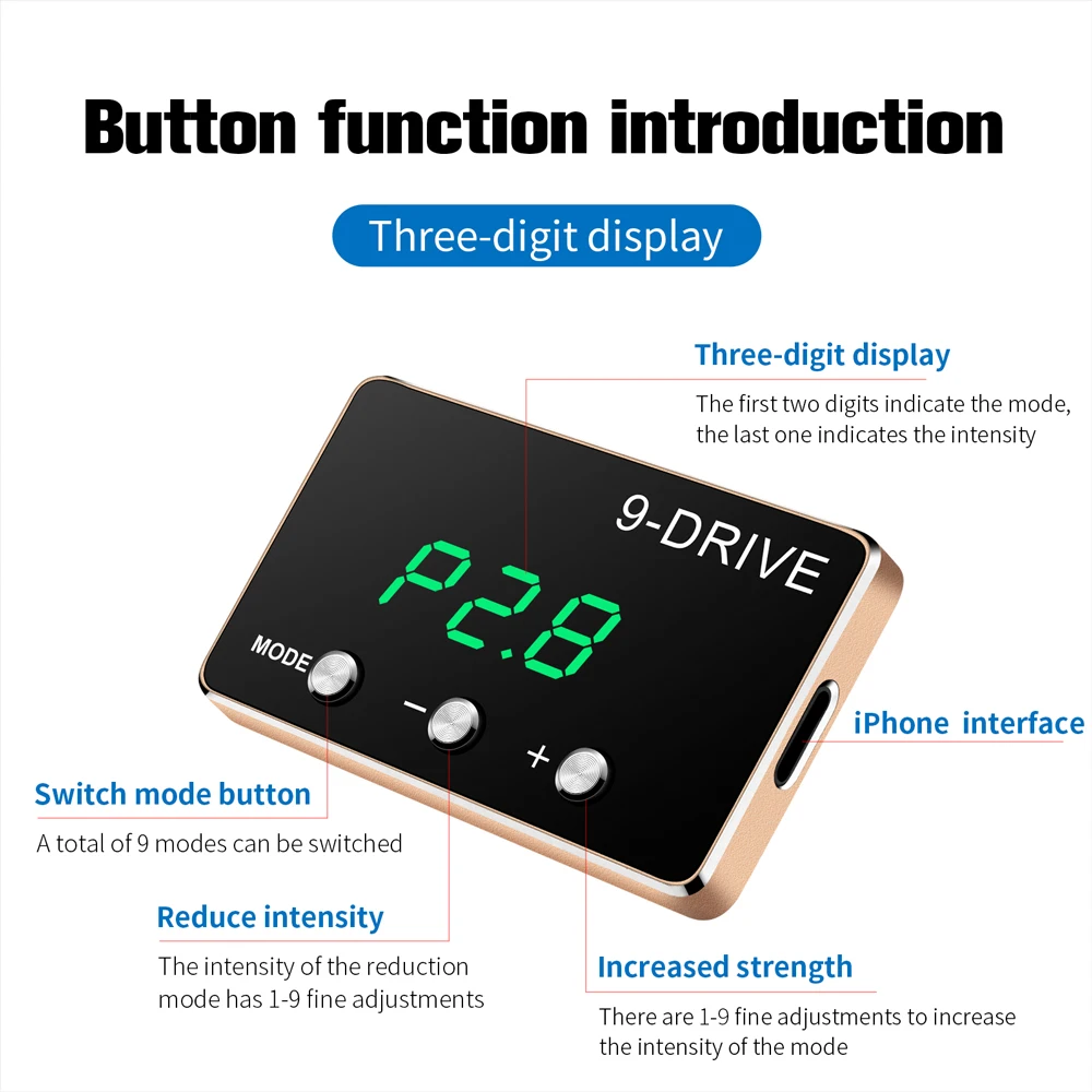 Car Accelerator Controller 9 Speed 5 Modes Booster Electronic Accessories For Hyundai For Kia For A3,A3,A4,A4 For BMW For Romeo
Car Accelerator Controller 9 Speed 5 Modes Booster Electronic Accessories For Hyundai For Kia For A3,A3,A4,A4 For BMW For Romeo