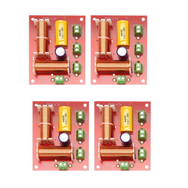 4Pcs 200W 3 Way Audio Speaker Crossover Treble + Midrange + Bass Independent Crossover Speakers Filter Frequency Divider
4Pcs 200W 3 Way Audio Speaker Crossover Treble + Midrange + Bass Independent Crossover Speakers Filter Frequency Divider