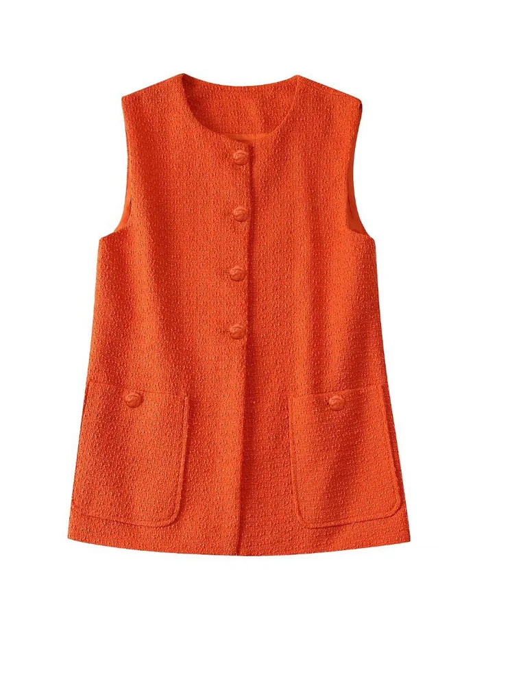 2022 Summer Women Casual Vests Coats Solid Veins O-Neck Sleeveless Buttons Female Sweet Waistcoat Pocket Clothing
2022 Summer Women Casual Vests Coats Solid Veins O-Neck Sleeveless Buttons Female Sweet Waistcoat Pocket Clothing