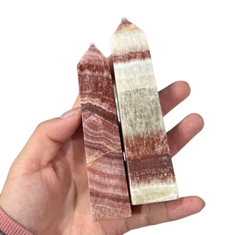 

Natural Crystal Rhodochrosite Quartz Point Healing Hexagonal Prisms Pork stone Obelisk Wand Treatment crystal Home Decor