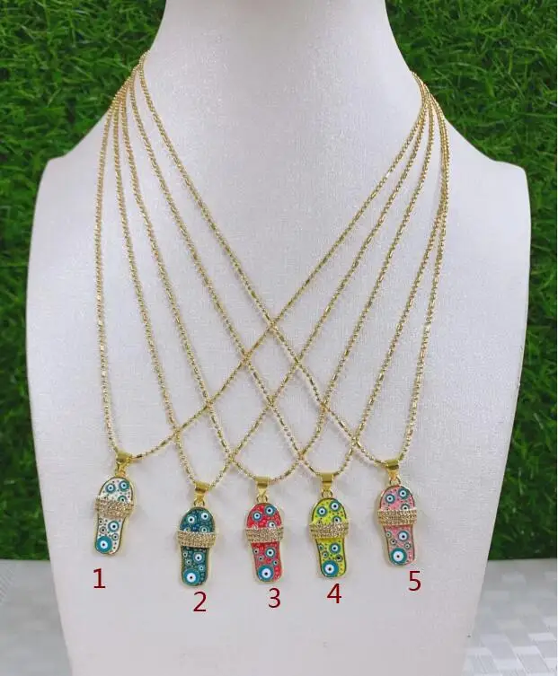Trendy Cute Enamel Slipper Necklace For Women Girls Gold Plated Blue Evil Eye Pendant CZ Pave Wholesale Jewelry w4ts
Trendy Cute Enamel Slipper Necklace For Women Girls Gold Plated Blue Evil Eye Pendant CZ Pave Wholesale Jewelry w4ts