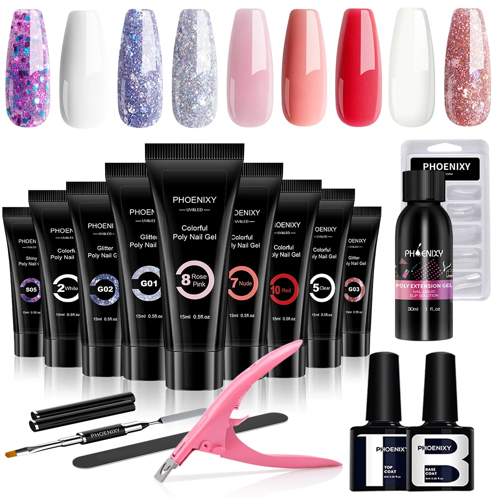 Poly UV Gel Nail Builder Extension Kit Glitter Gel Base Top Coat Gel Nail Decoration DIY Art Design Tools Professional Nail Set
Poly UV Gel Nail Builder Extension Kit Glitter Gel Base Top Coat Gel Nail Decoration DIY Art Design Tools Professional Nail Set