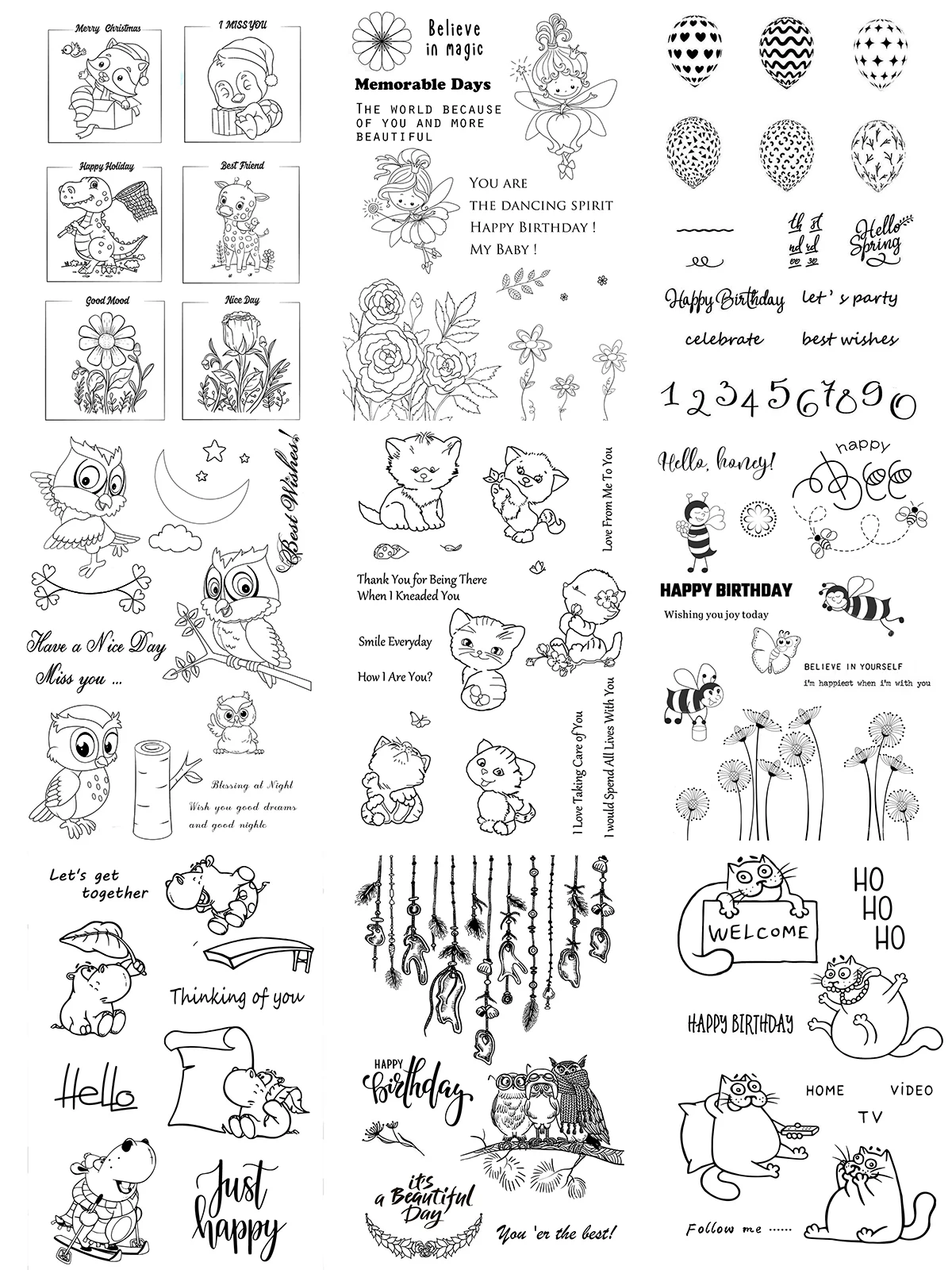 

Cute Birds/Cats/Bees Birthdays Animals Clear Stamps/Seals DIY Scrapbooking/ Fun Card Making/Album Decorative Stamp Crafts