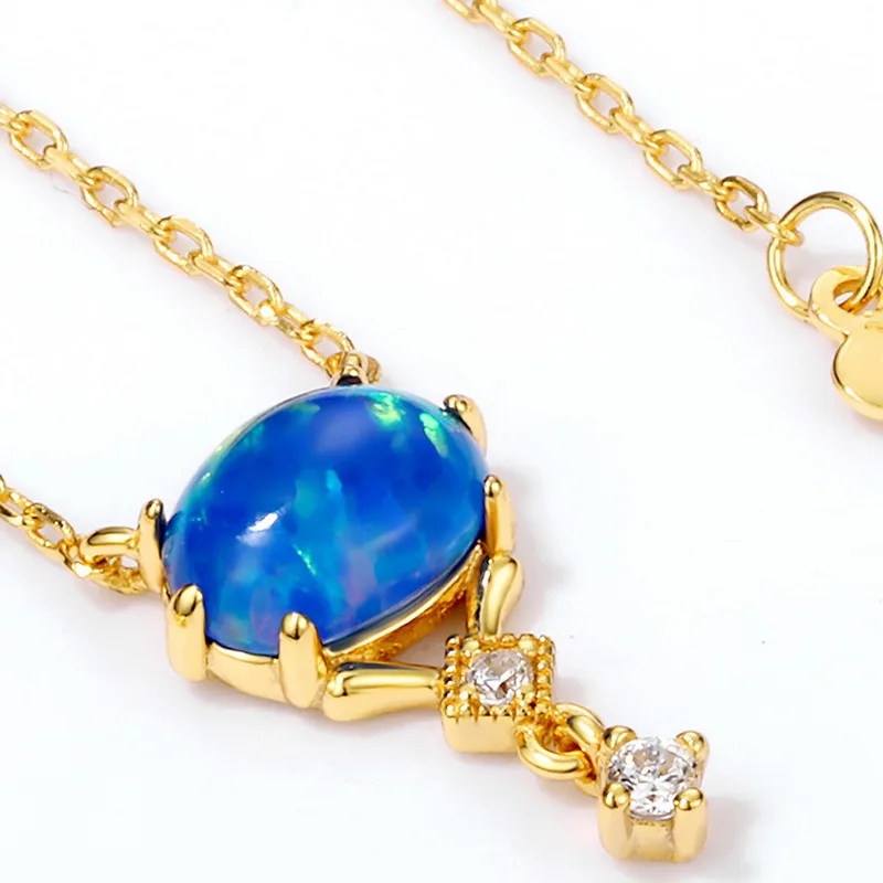 Natural Opal Necklace S925 Sterling Silver 10k Gold Plated Zircon Blue Opal Stone Pendant Necklaces Women Gemstone Fine Jewelry
Natural Opal Necklace S925 Sterling Silver 10k Gold Plated Zircon Blue Opal Stone Pendant Necklaces Women Gemstone Fine Jewelry