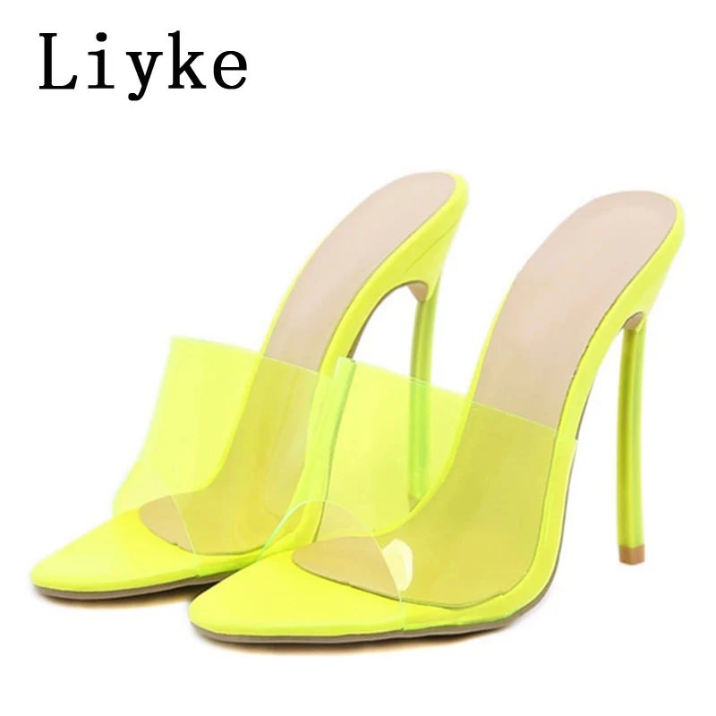 Liyke Fashion Fluorescent Green Thin High Heels 12CM Slippers For Women Slides Open Toe Slip On PVC Transparent Sandals Shoes
Liyke Fashion Fluorescent Green Thin High Heels 12CM Slippers For Women Slides Open Toe Slip On PVC Transparent Sandals Shoes