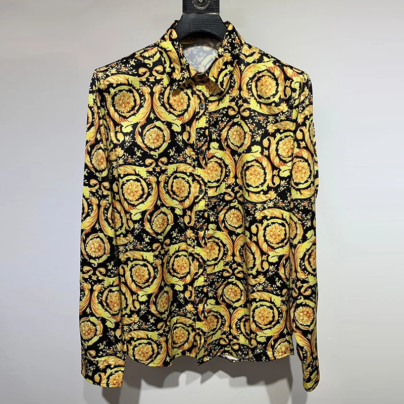 Мужская приталенная рубашка, Повседневная рубашка с длинными рукавами и принтом в стиле барокко, в европейском и американском стиле, весна-осень 2022
Мужская приталенная рубашка, Повседневная рубашка с длинными рукавами и принтом в стиле барокко, в европейском и американском стиле, весна-осень 2022
