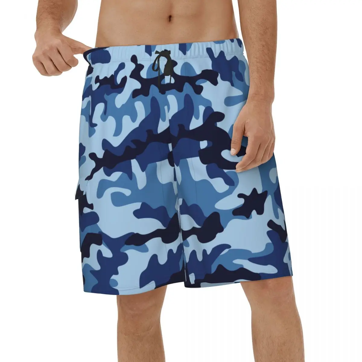 

Blue Camouflage Camo Beach Shorts Men Summer Casual Swimsuits Short Pants Breathable Sports Surf Short Pants