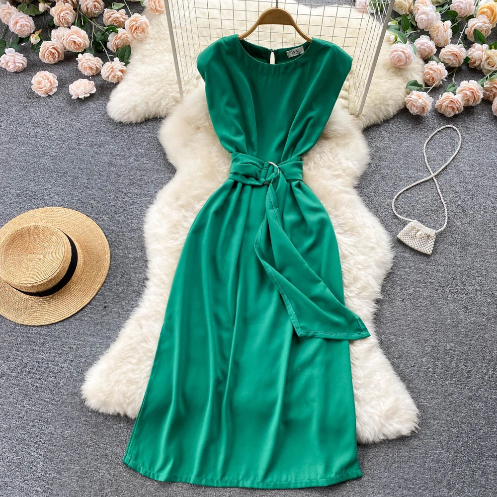 VANOVICH o-образный вырез без рукавов однотонное темпераментное Платье Лето 2022 Новинка модное платье-трапеция до щиколотки с поясом и разрезом
VANOVICH o-образный вырез без рукавов однотонное темпераментное Платье Лето 2022 Новинка модное платье-трапеция до щиколотки с поясом и разрезом