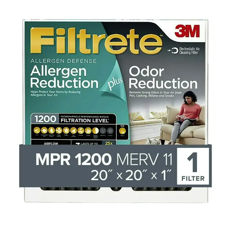 Air Filter, MPR 1200 MERV 11, Allergen Defense, Captures Pet Dander, Smoke, Smog and Pollen, 1 Filter
Air Filter, MPR 1200 MERV 11, Allergen Defense, Captures Pet Dander, Smoke, Smog and Pollen, 1 Filter