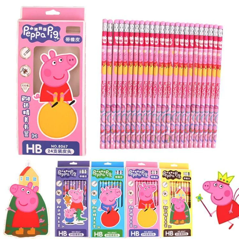 

Peppa Pig George Pig New Anime Peripheral Kawaii Cute Cartoon Children 2B Pencil Creative Sketch Pen Eraser Head Gift Wholesale