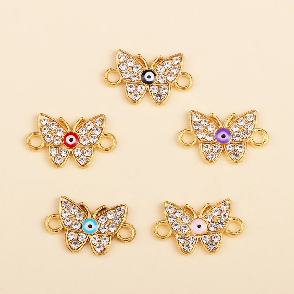 

10 шт. блестящие Кристальные бабочки с двумя отверстиями, разъем для женского браслета, ожерелья, ювелирных изделий, аксессуары «сделай сам»