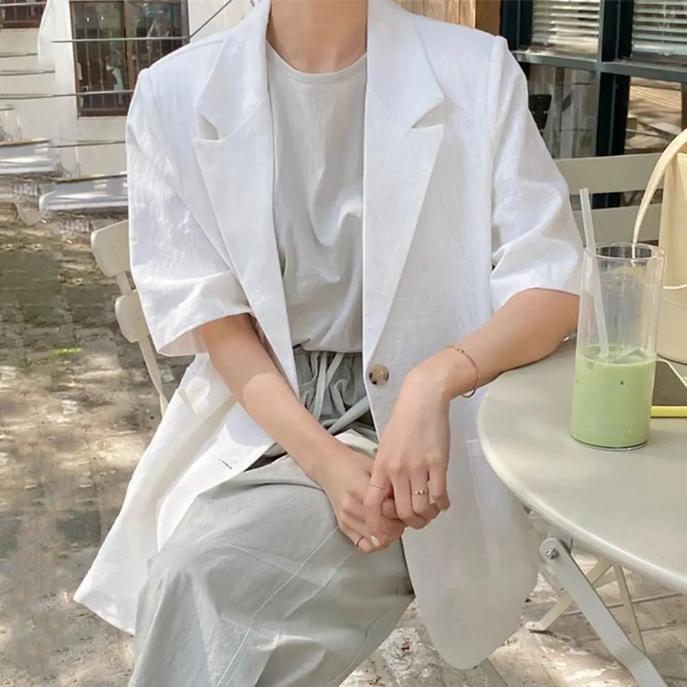 Women Suit Coat Chic Summer S for Women Loose-fit Lapel Coats with Big Pockets Half Sleeves Solid Colors for Outwear Simple
Women Suit Coat Chic Summer S for Women Loose-fit Lapel Coats with Big Pockets Half Sleeves Solid Colors for Outwear Simple