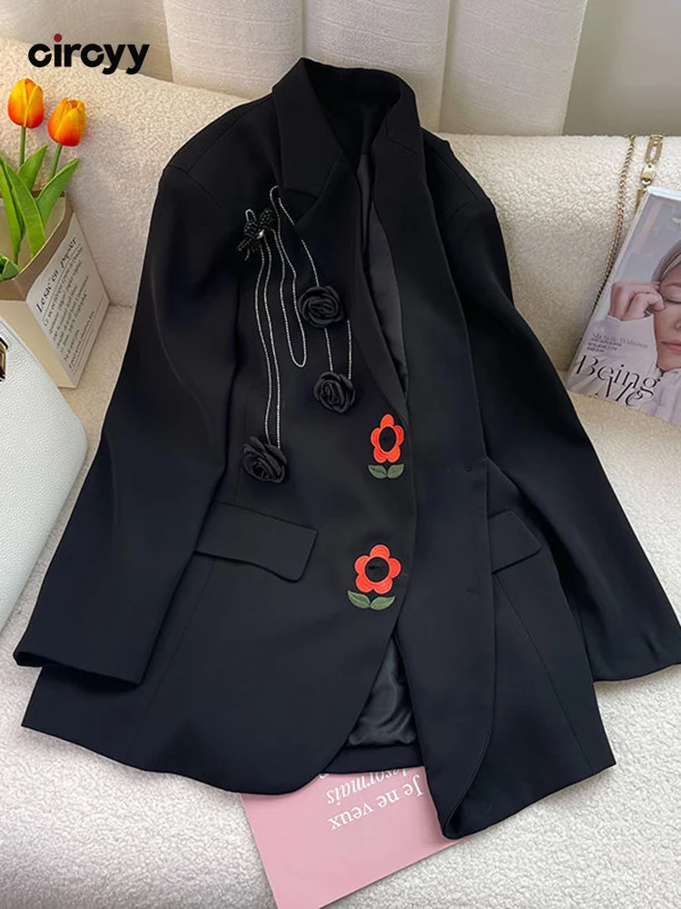 Circyy Blazer Women Black Rose Flower Loose Fashion Spring Autumn 2022 Notched Collar Y2k Korean Chic Designer Clothing Casual
Circyy Blazer Women Black Rose Flower Loose Fashion Spring Autumn 2022 Notched Collar Y2k Korean Chic Designer Clothing Casual