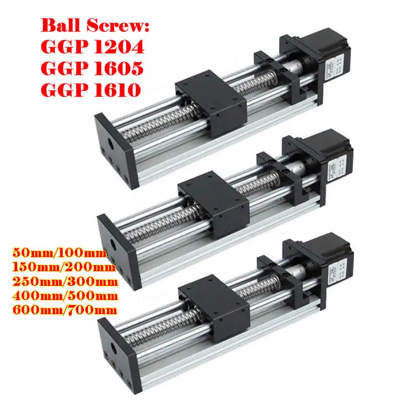GGP 1204 1605 1610 Ball Screw CNC Linear Guide Motion Module 50-700MM Rail Motion Slide Table with Motor for DIY 3D Printer XYZ
GGP 1204 1605 1610 Ball Screw CNC Linear Guide Motion Module 50-700MM Rail Motion Slide Table with Motor for DIY 3D Printer XYZ