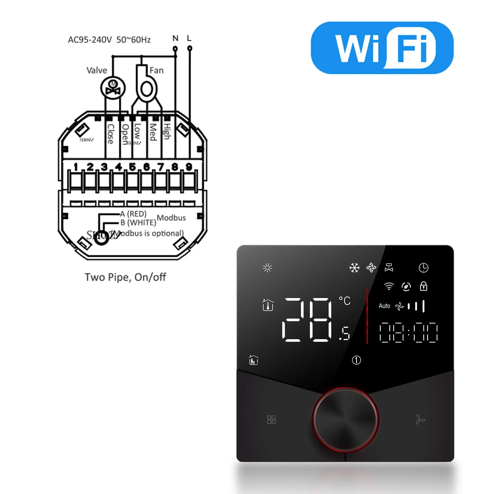 Умный термостат для вентиляции SHOJZJ
Умный термостат для вентиляции SHOJZJ