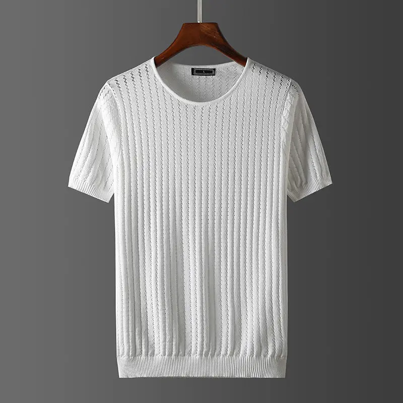 2022 Men O Neck Short Sleeve T-shirt Slim Fit Solid Color Pullover Male Fashion Thin Ice Silk Tees Tops Summer Knitted Tees B189
2022 Men O Neck Short Sleeve T-shirt Slim Fit Solid Color Pullover Male Fashion Thin Ice Silk Tees Tops Summer Knitted Tees B189