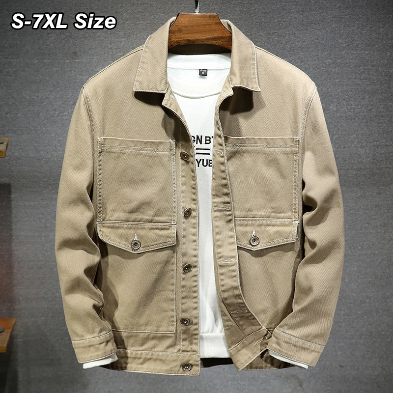 100% Cotton Men's Denim Jacket Plus Size Fashion Big Pocket Korea Spring Autumn Coat Khaki Loose Casual Clothing 5XL 6XL 7XL
100% Cotton Men's Denim Jacket Plus Size Fashion Big Pocket Korea Spring Autumn Coat Khaki Loose Casual Clothing 5XL 6XL 7XL