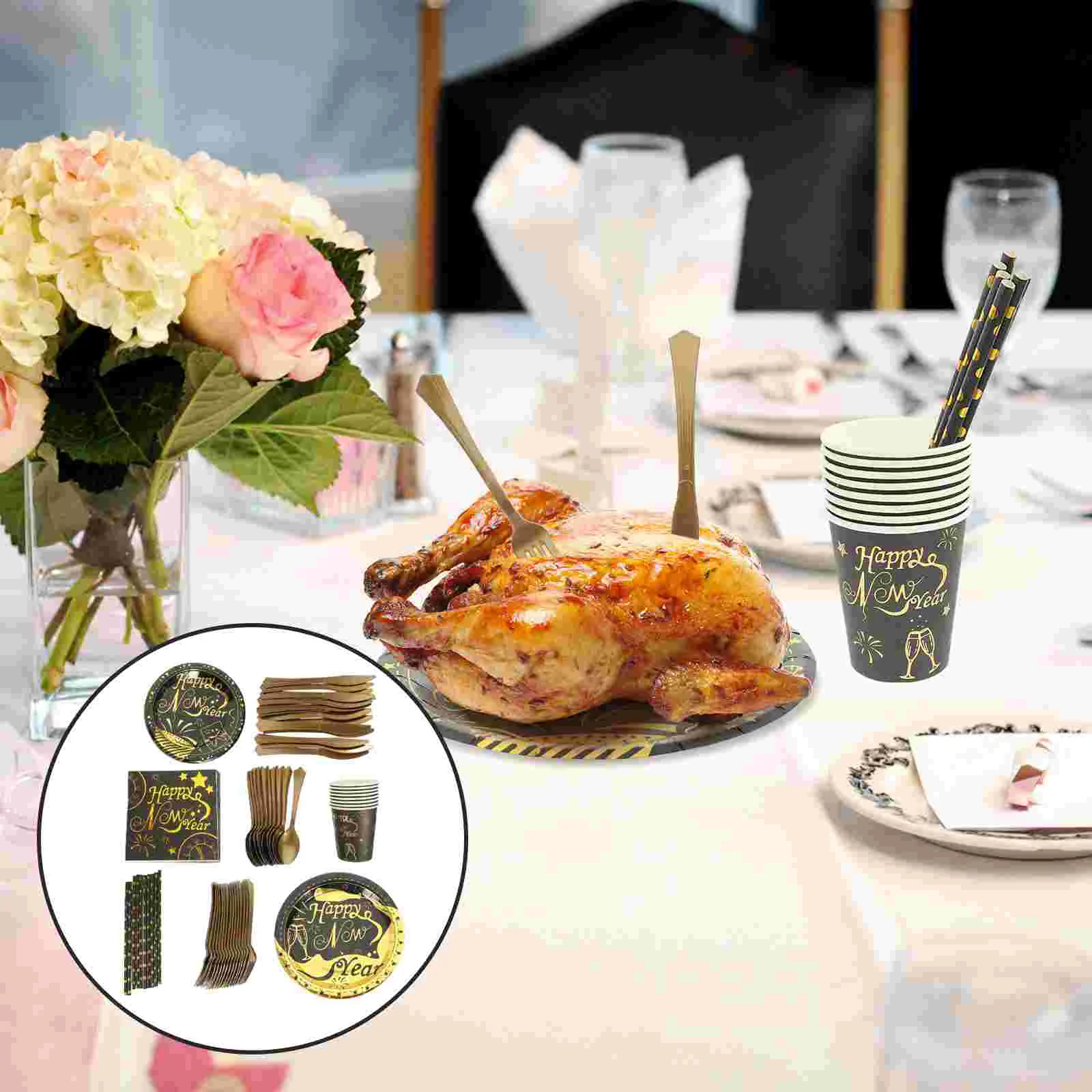 Party Tableware New Year Disposable Plates Paper Plate Dishcups Dinnerware Supplies Kit Fruit Household Meal Decorations Napkins
Party Tableware New Year Disposable Plates Paper Plate Dishcups Dinnerware Supplies Kit Fruit Household Meal Decorations Napkins