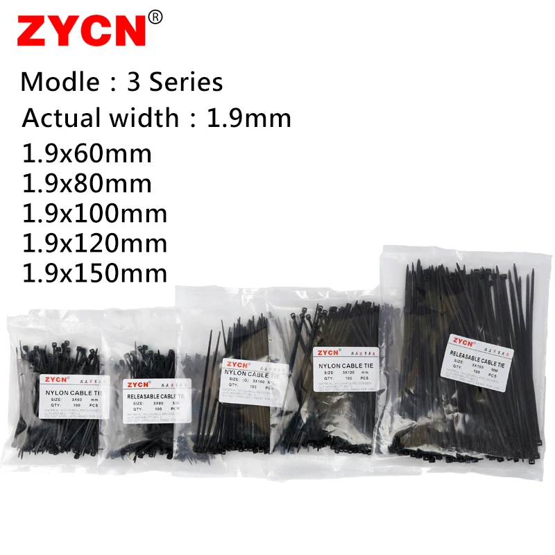 500Pcs 3x60 3x80 3x100 3x120 3x150 Width 1.9mm Combination Self-Locking Plastic Nylon Wire Cable Zip Ties Black White Industrial
500Pcs 3x60 3x80 3x100 3x120 3x150 Width 1.9mm Combination Self-Locking Plastic Nylon Wire Cable Zip Ties Black White Industrial
