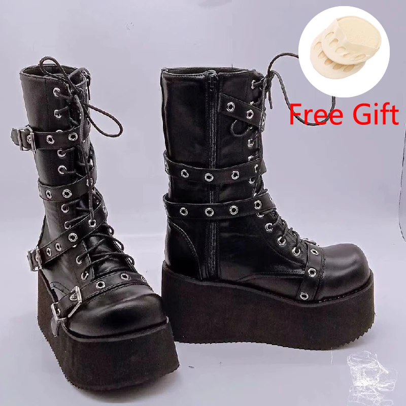 Plus Size 43 Autumn Women Boots Buckle Round Toe Wedges Platform Boots Punk Goth INS Women Street Shoes Combat Boots for Women
Plus Size 43 Autumn Women Boots Buckle Round Toe Wedges Platform Boots Punk Goth INS Women Street Shoes Combat Boots for Women