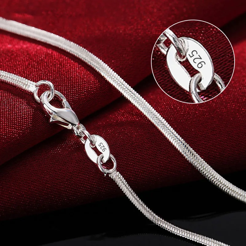 925 Sterling Silver 2MM 16/18/20/22/24/26/28/30 Inches Side Side Snake Chain Necklace For Women Men Fashion Gift Jewelry Party
925 Sterling Silver 2MM 16/18/20/22/24/26/28/30 Inches Side Side Snake Chain Necklace For Women Men Fashion Gift Jewelry Party
