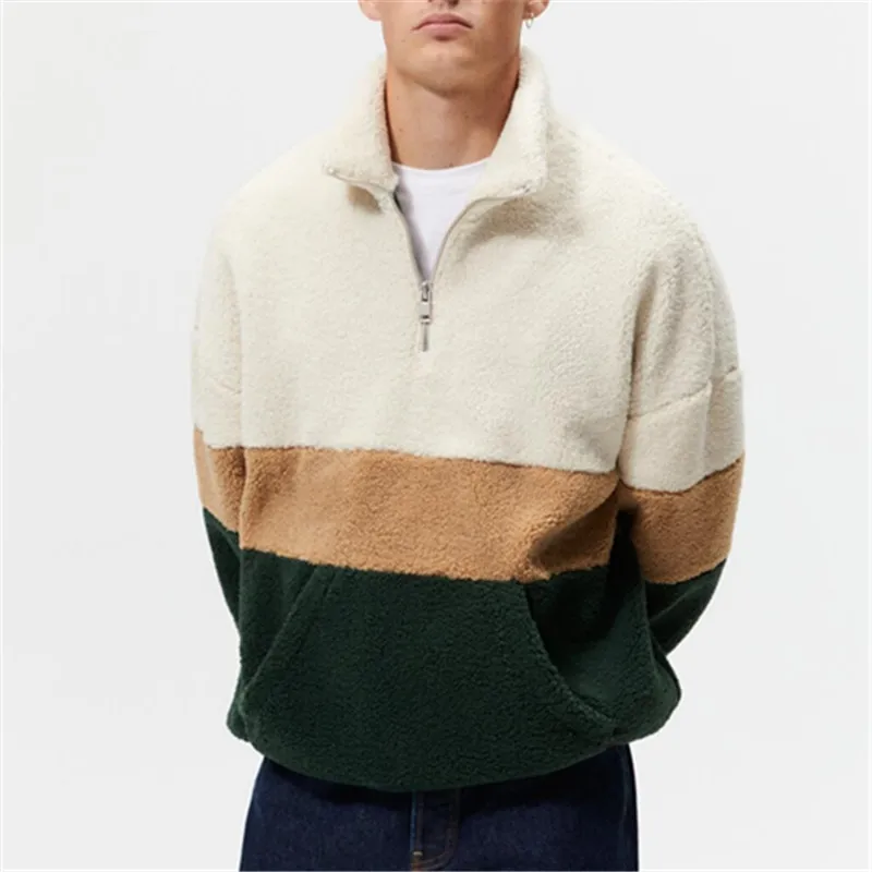 PB&ZA2022 spring new men's stitching stand collar loose fleece imitation lamb velvet contrast color turtleneck jacket
PB&ZA2022 spring new men's stitching stand collar loose fleece imitation lamb velvet contrast color turtleneck jacket