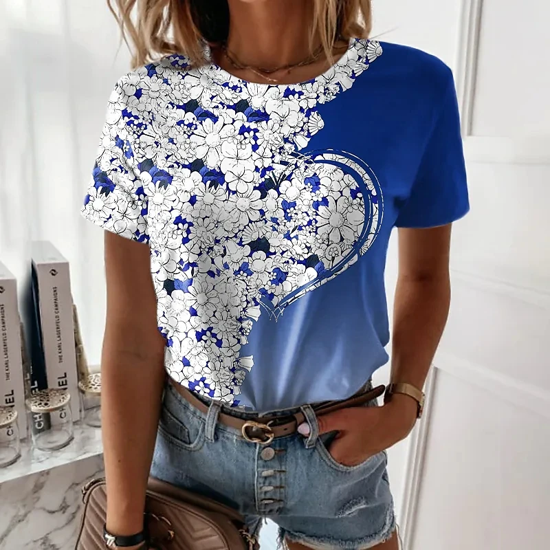 2022 Summer fashion women's T-shirt casual flowers print short sleeve T-shirt regular o-neck top daily loose women's clothing
2022 Summer fashion women's T-shirt casual flowers print short sleeve T-shirt regular o-neck top daily loose women's clothing