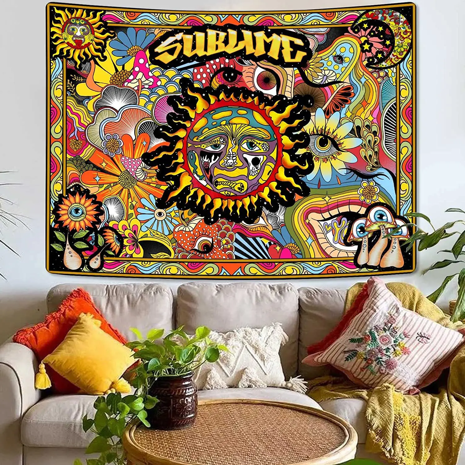 Trippy Sublime Tapestry Burning Sun Tapestrie Hippie Wall Hanging Moon Mushroom Cool Aesthetic Decor Bedroom Room Art Decoration
Trippy Sublime Tapestry Burning Sun Tapestrie Hippie Wall Hanging Moon Mushroom Cool Aesthetic Decor Bedroom Room Art Decoration