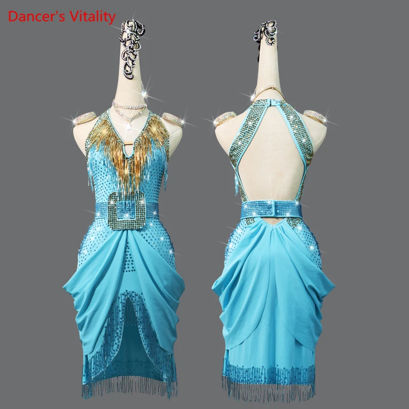 Latin Dance Competition Dress Senior Latin Fringe Skirt Customzied Children Female Latin Dance Performance Stones Dresses
Latin Dance Competition Dress Senior Latin Fringe Skirt Customzied Children Female Latin Dance Performance Stones Dresses