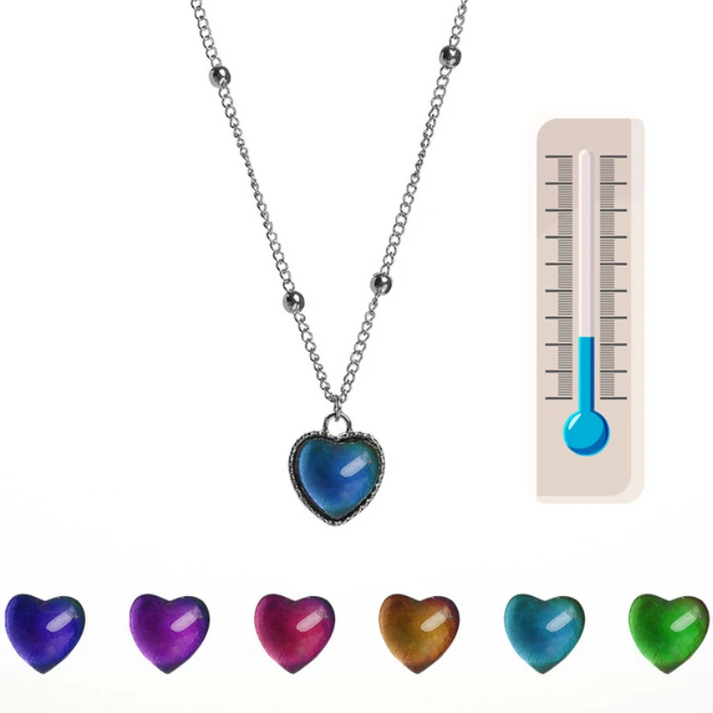 New Creative Mood Necklace Color Change Emotion Feeling Temperature Control Heart Pendant Stainless Steel Chain Jewelry for Girl
New Creative Mood Necklace Color Change Emotion Feeling Temperature Control Heart Pendant Stainless Steel Chain Jewelry for Girl