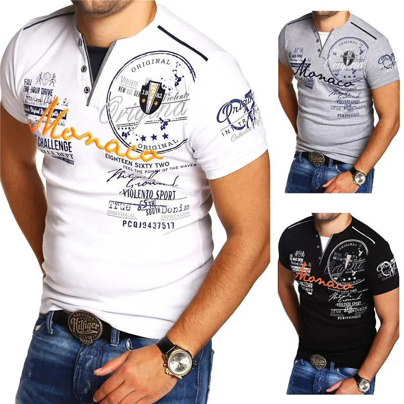 Spring and summer men's short-sleeved POLO shirt fashion printed lapel T-shirt
Spring and summer men's short-sleeved POLO shirt fashion printed lapel T-shirt