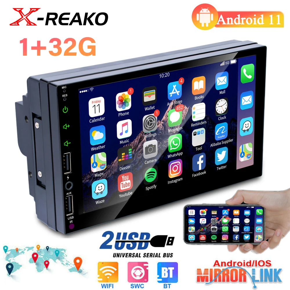 X-REAKO 7" Android 11 Car Radio Autoradio 2 Din Universal WIFI 2USB GPS Navigation HD Multimedia Player Bluetooth Mirror Link
X-REAKO 7" Android 11 Car Radio Autoradio 2 Din Universal WIFI 2USB GPS Navigation HD Multimedia Player Bluetooth Mirror Link