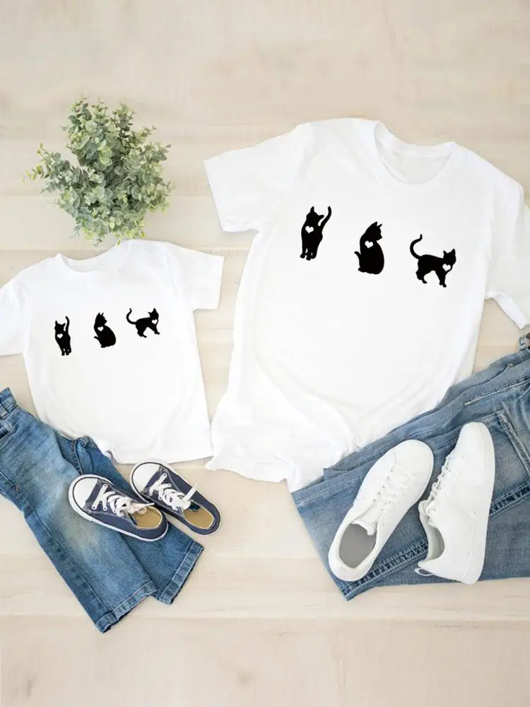 Women Child Kid Clothing Print Love Cat Style Print Graphic T-shirt Tee Boy Girl Summer Mom Mama Clothes Family Matching Outfits
Women Child Kid Clothing Print Love Cat Style Print Graphic T-shirt Tee Boy Girl Summer Mom Mama Clothes Family Matching Outfits