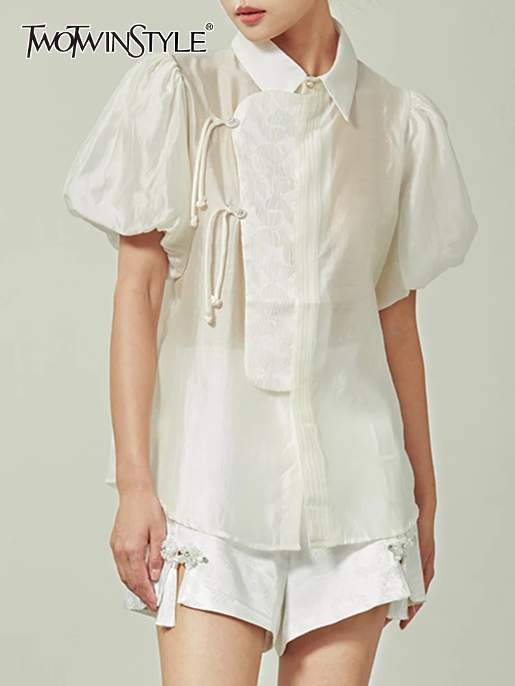 TWOTWINSTYLE Casual Shirt For Women Lapel Long Sleeve Patchwork Colorblock Loose Blouses Female Fashion Clothing Style New 2022
TWOTWINSTYLE Casual Shirt For Women Lapel Long Sleeve Patchwork Colorblock Loose Blouses Female Fashion Clothing Style New 2022