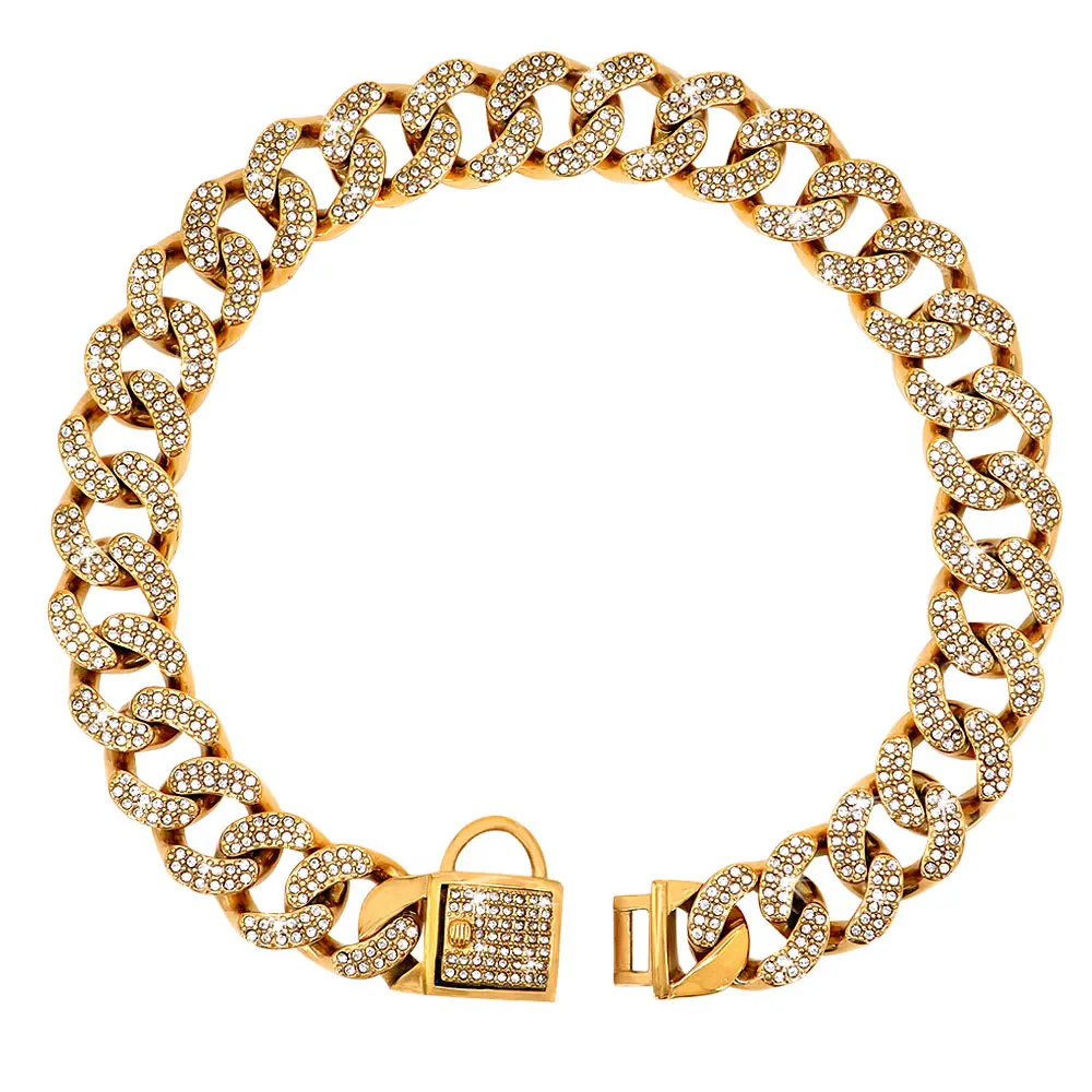 Strong Metal Dog Chain Collar Stainless Steel Rhinestone Pet Training Necklace Collar For Medium Large Dogs Pitbull Pet Products
Strong Metal Dog Chain Collar Stainless Steel Rhinestone Pet Training Necklace Collar For Medium Large Dogs Pitbull Pet Products
